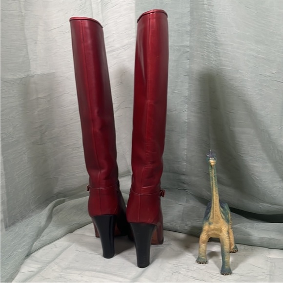 Pasquale Di Fabrizio Vero Cuoio Red Leather Vintage 70s Heeled Boots | 36.5 - Picture 5 of 16